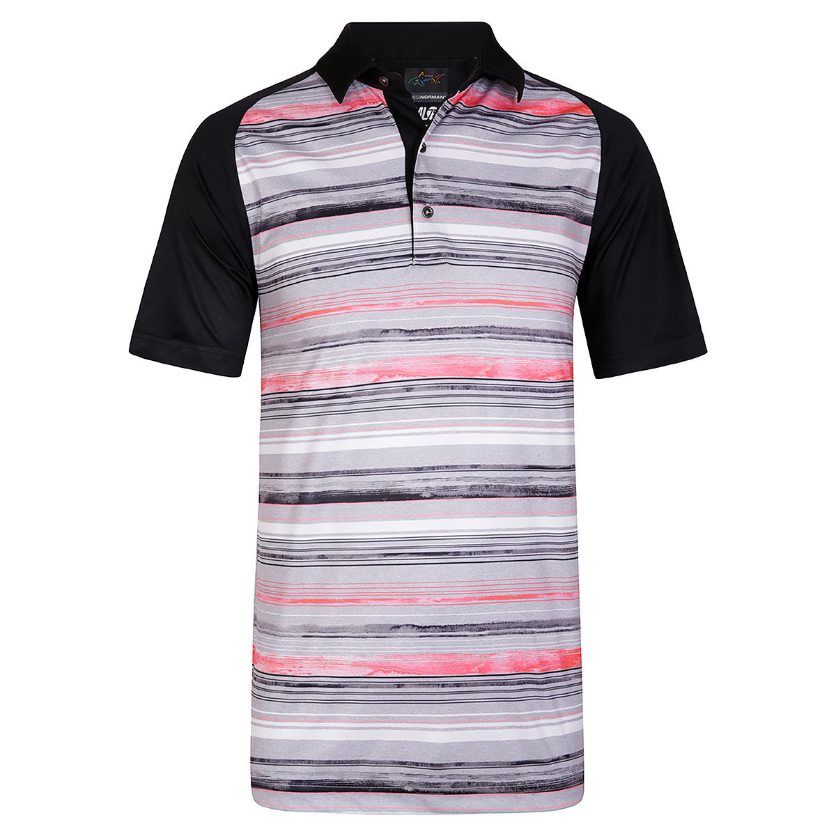 Image of Greg Norman Ring of Fire Striped Poloshirt Herren Black Large | Online Golf