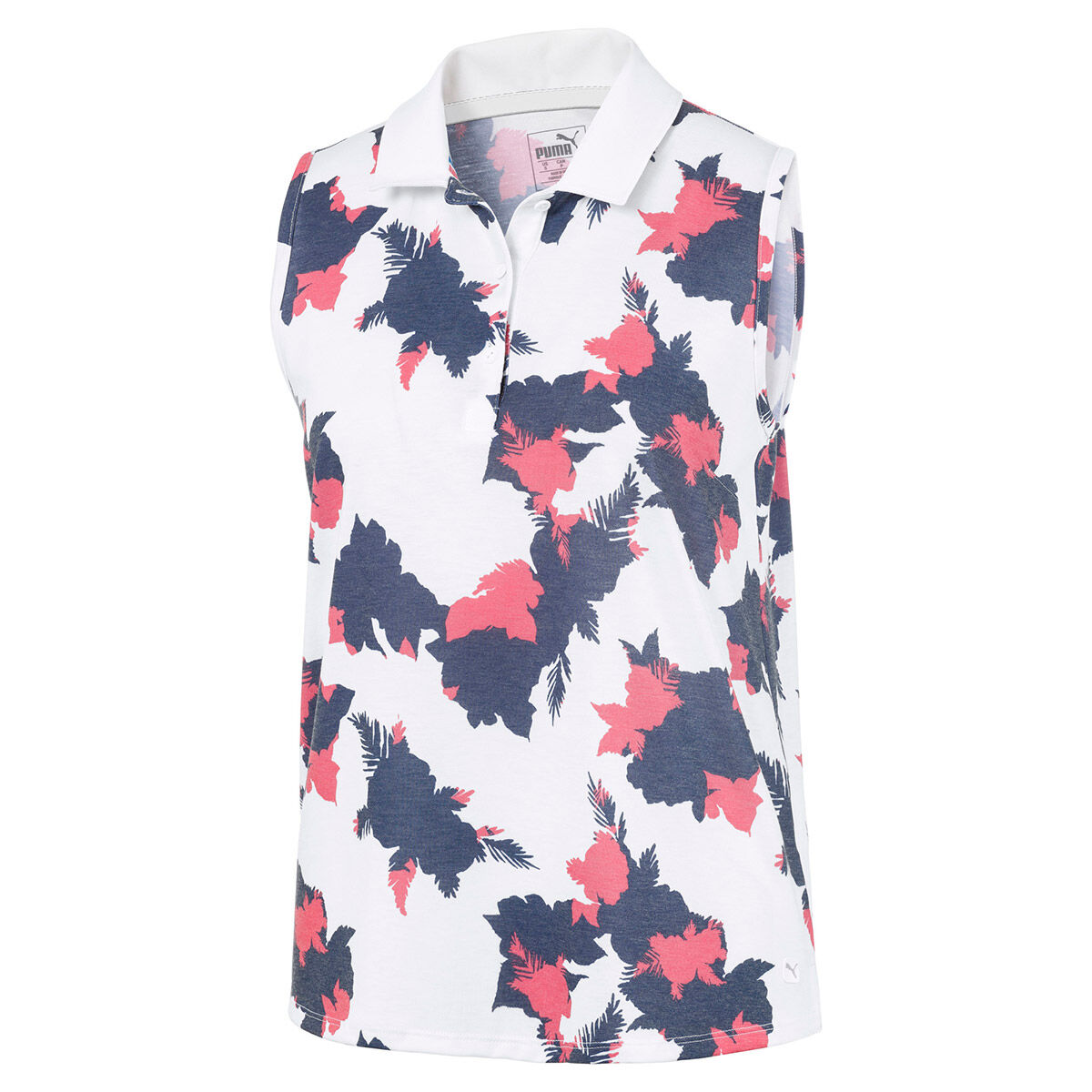 Image of PUMA Golf Floral Sleeveless Poloshirt fur Damen Damen Dunkle Koralle Xtra Small | Online Golf