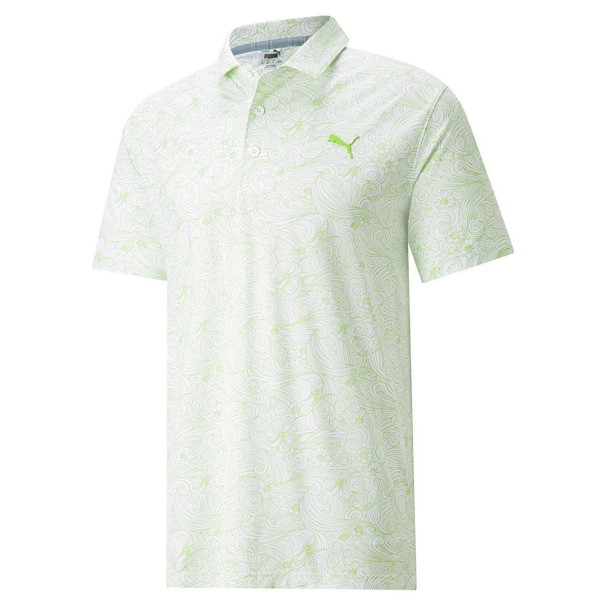 Image of PUMA Golf MATTR Gust O'Wind Golf Polo-Shirt Herren Bright white/greenery Large | Online Golf